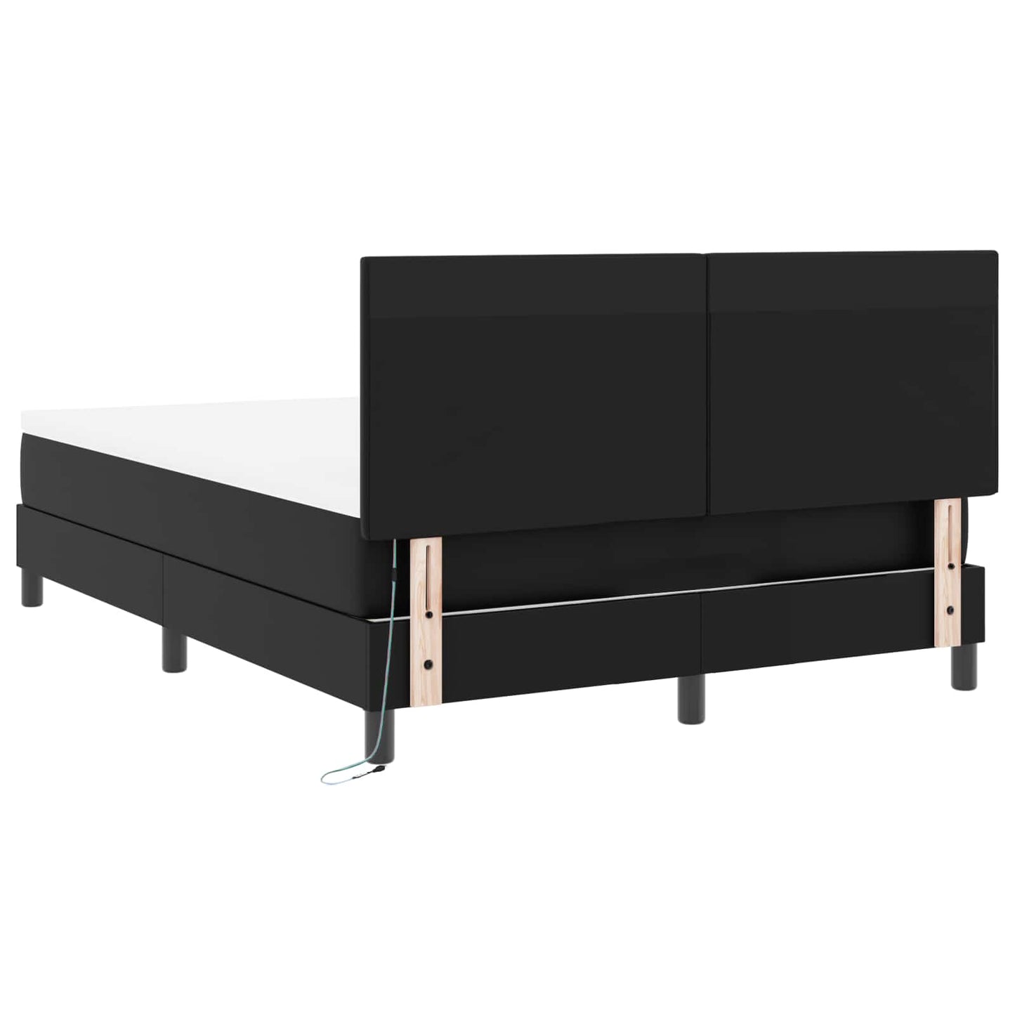 vidaXL Κρεβάτι με ελατήρια με στρώμα Μαύρο 140 x 190 cm Τεχνητό δέρμα
