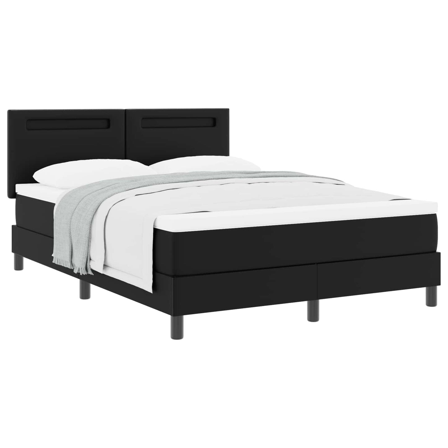 vidaXL Κρεβάτι με ελατήρια με στρώμα Μαύρο 140 x 190 cm Τεχνητό δέρμα