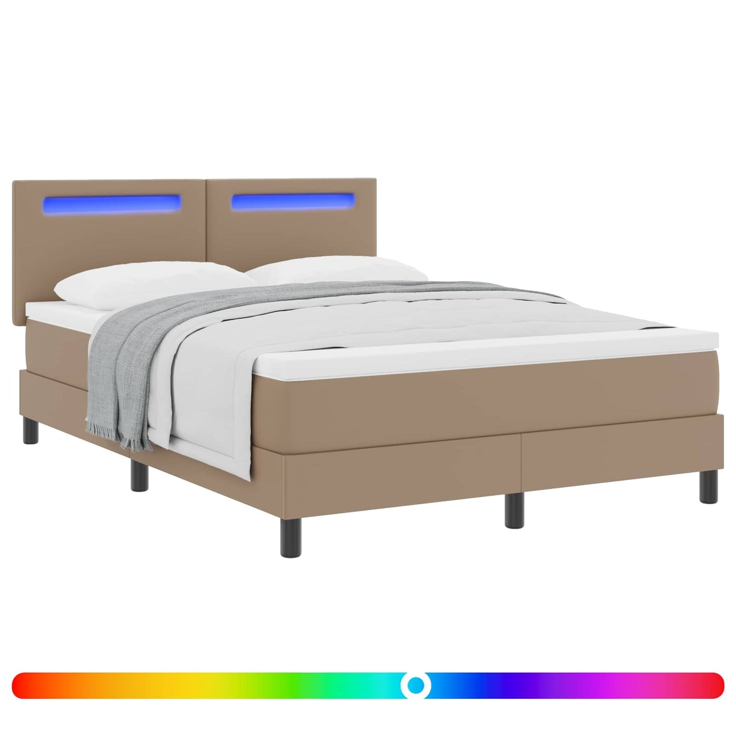 vidaXL Κρεβάτι με ελατήρια Καπουτσίνο 140 x 190 cm Τεχνητό δέρμα