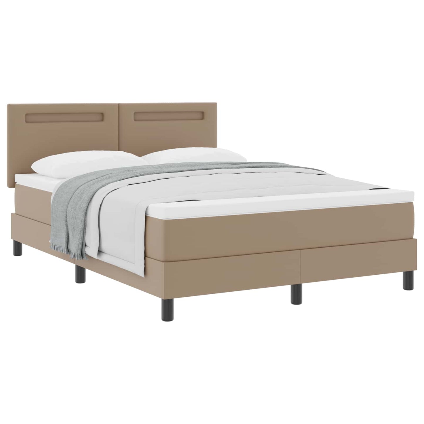 vidaXL Κρεβάτι με ελατήρια Καπουτσίνο 140 x 190 cm Τεχνητό δέρμα