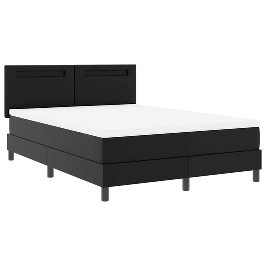 vidaXL Κρεβάτι Box Spring με Στρώμα - Μαύρο, 140 x 200 εκ, Συνθετικό Δέρμα