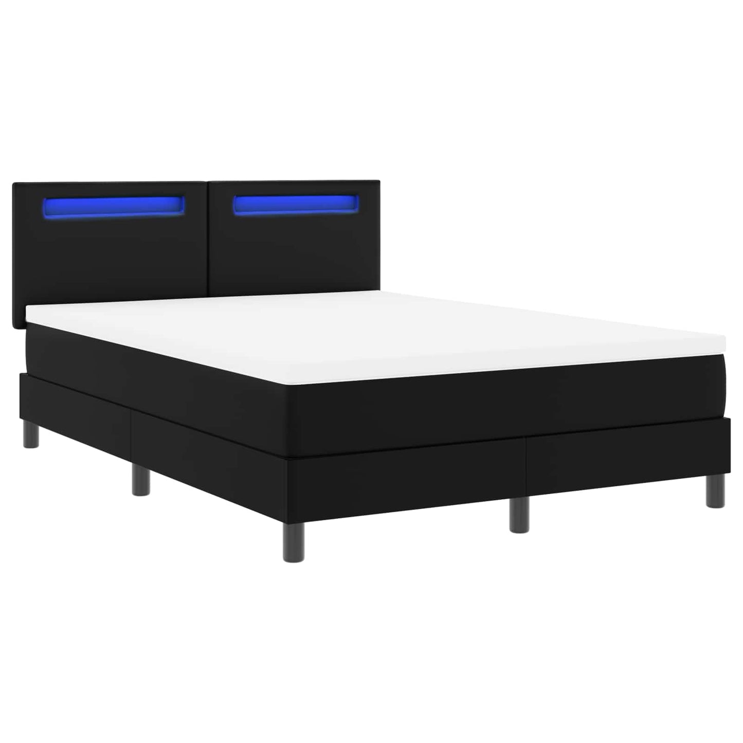 vidaXL Κρεβάτι με ελατήρια με στρώμα Μαύρο 140 x 200 cm Τεχνητό δέρμα