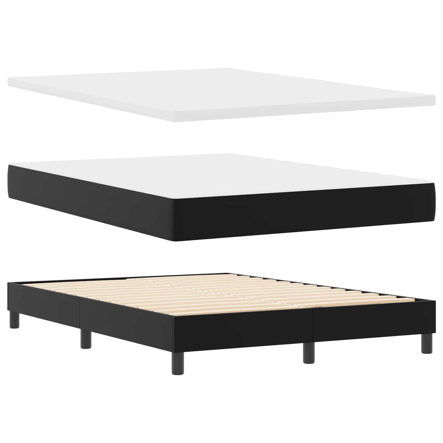 vidaXL Κρεβάτι με ελατήρια με στρώμα Μαύρο 140 x 200 cm Τεχνητό δέρμα