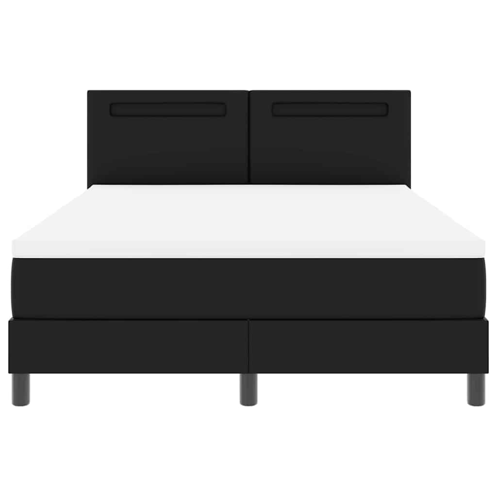 vidaXL Κρεβάτι Box Spring με Στρώμα - Μαύρο, 140 x 200 εκ, Συνθετικό Δέρμα