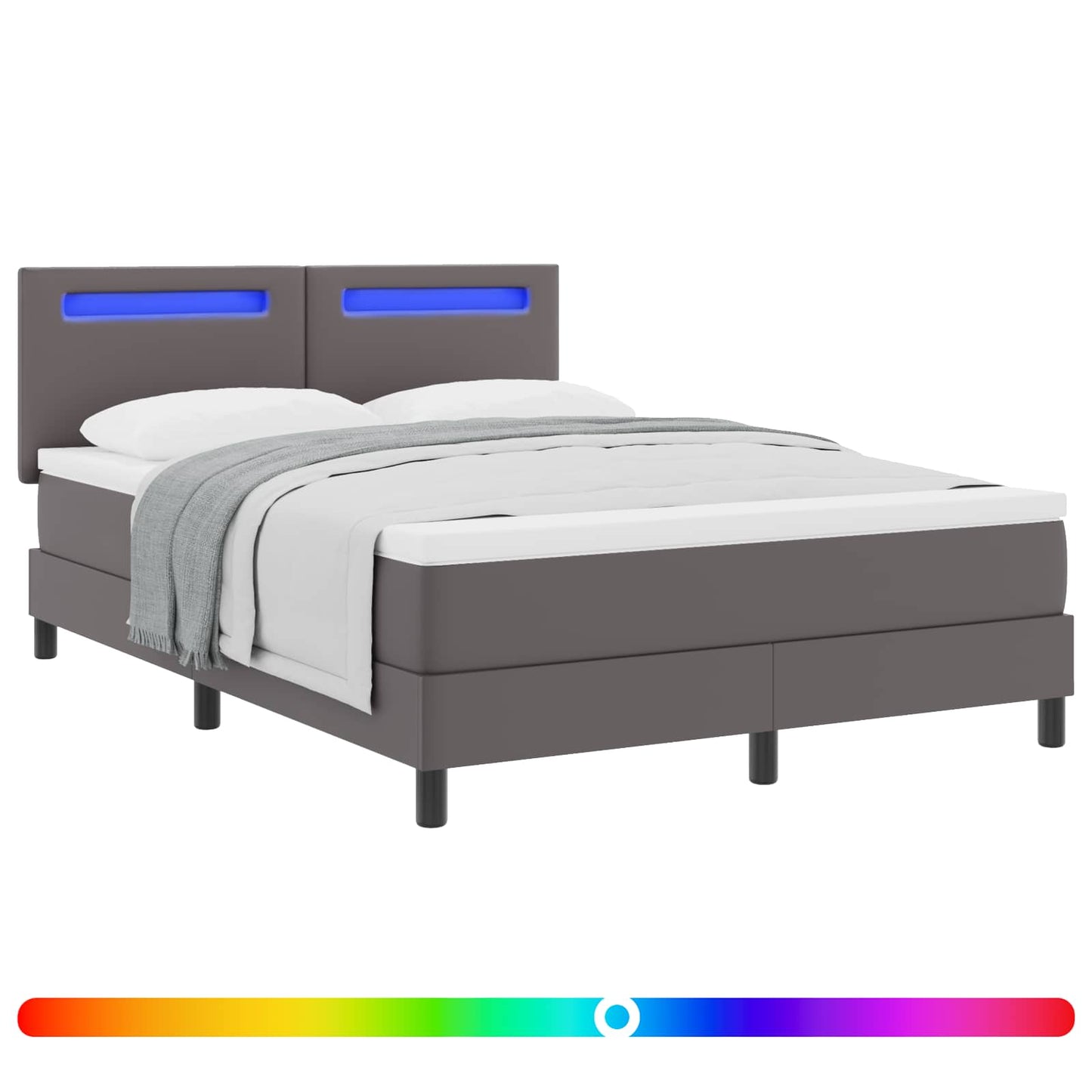 vidaXL Κρεβάτι με ελατήρια με στρώμα Γκρι 140 x 200 cm Τεχνητό δέρμα