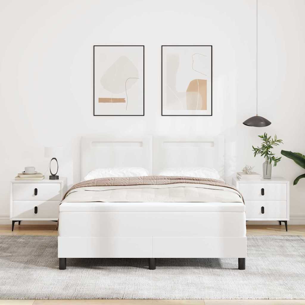 vidaXL Κρεβάτι Box Spring με Στρώμα Λευκό 160 x 200 εκ, Ψεύτικο Δέρμα