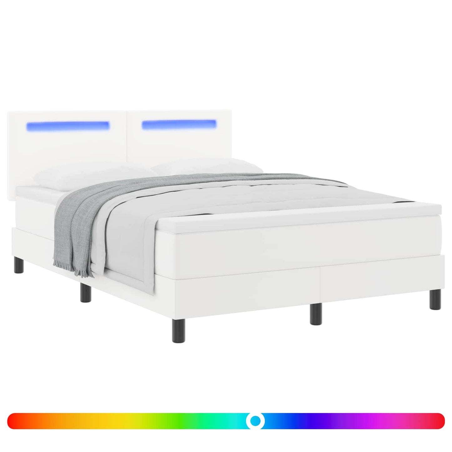 vidaXL Κρεβάτι με ελατήρια με στρώμα Λευκό 160 x 200 cm Τεχνητό δέρμα