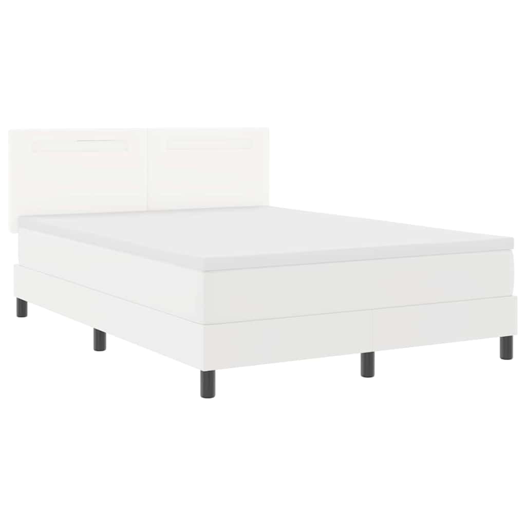 vidaXL Κρεβάτι Box Spring με Στρώμα Λευκό 160 x 200 εκ, Ψεύτικο Δέρμα