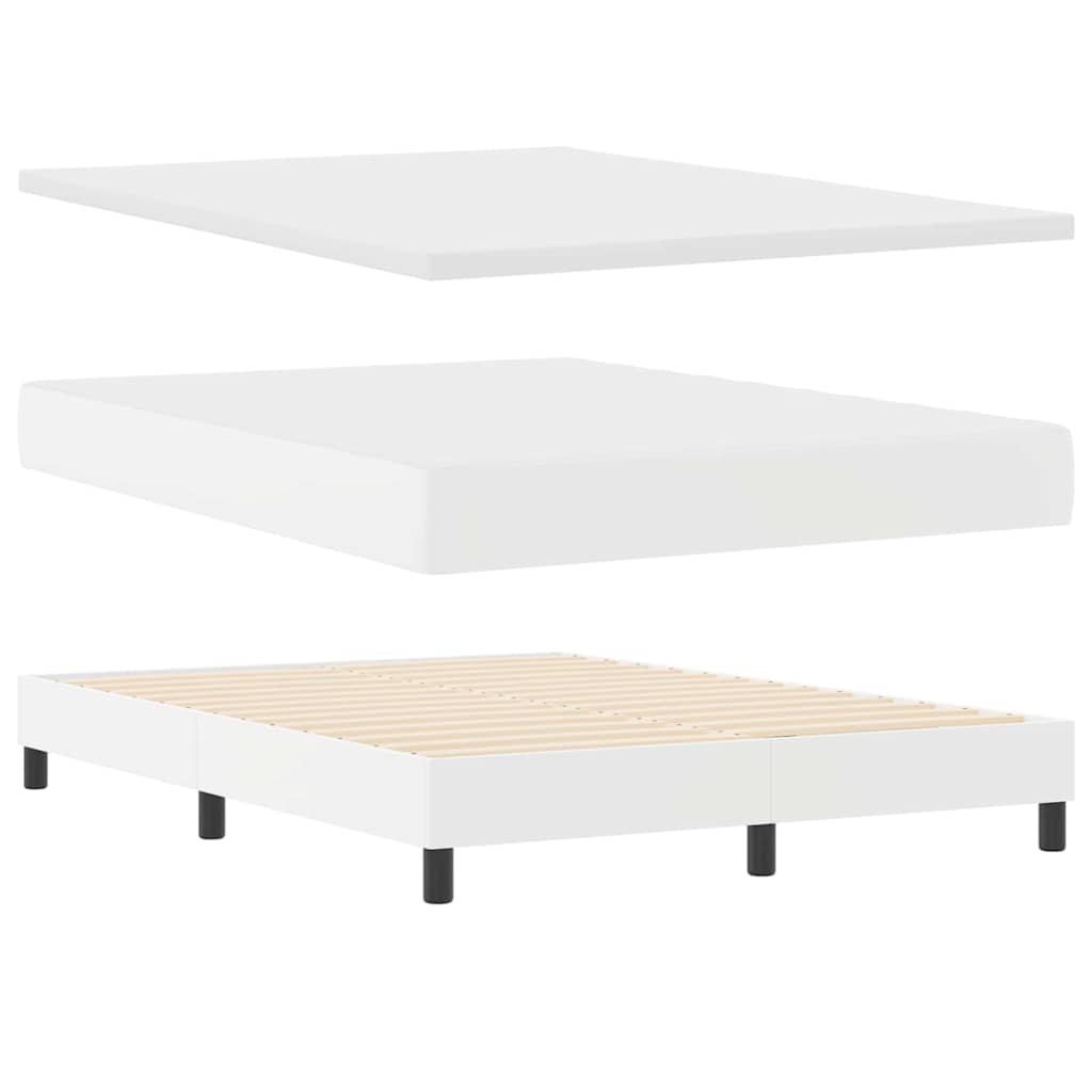 vidaXL Κρεβάτι Box Spring με Στρώμα Λευκό 160 x 200 εκ, Ψεύτικο Δέρμα