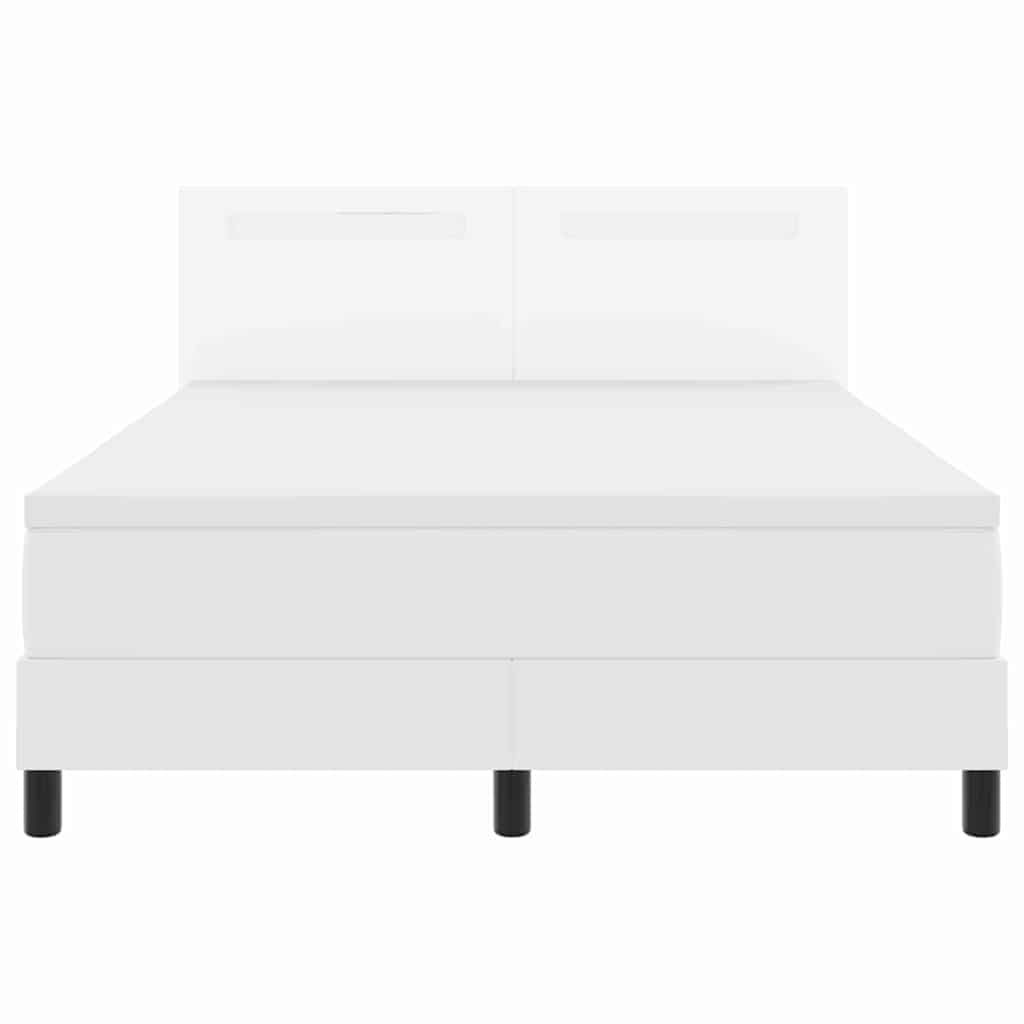 vidaXL Κρεβάτι Box Spring με Στρώμα Λευκό 160 x 200 εκ, Ψεύτικο Δέρμα