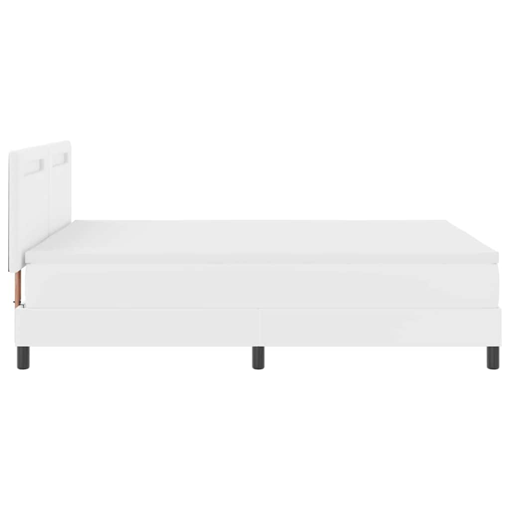 vidaXL Κρεβάτι Box Spring με Στρώμα Λευκό 160 x 200 εκ, Ψεύτικο Δέρμα