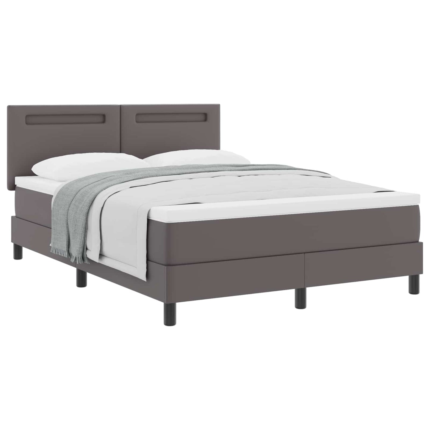 vidaXL Κρεβάτι με ελατήρια με στρώμα Γκρι 160 x 200 cm Τεχνητό δέρμα