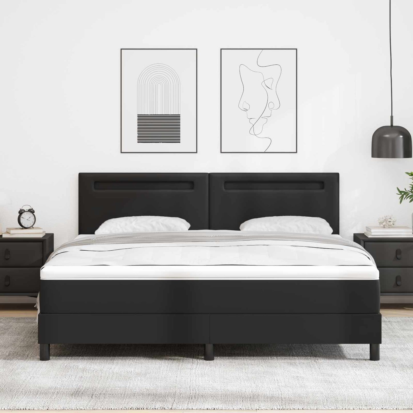 vidaXL Κρεβάτι με ελατήρια Μαύρο 180 x 200 cm Τεχνητό δέρμα