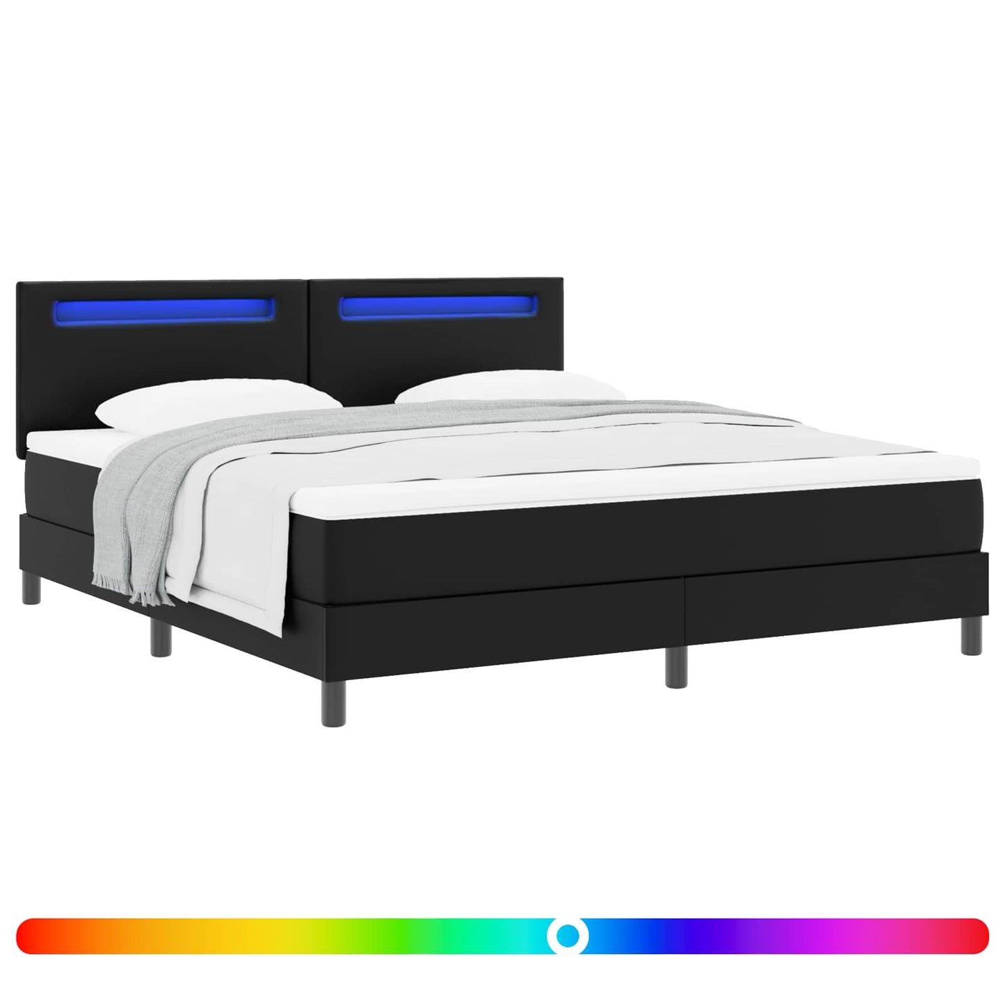 vidaXL Κρεβάτι με ελατήρια Μαύρο 180 x 200 cm Τεχνητό δέρμα