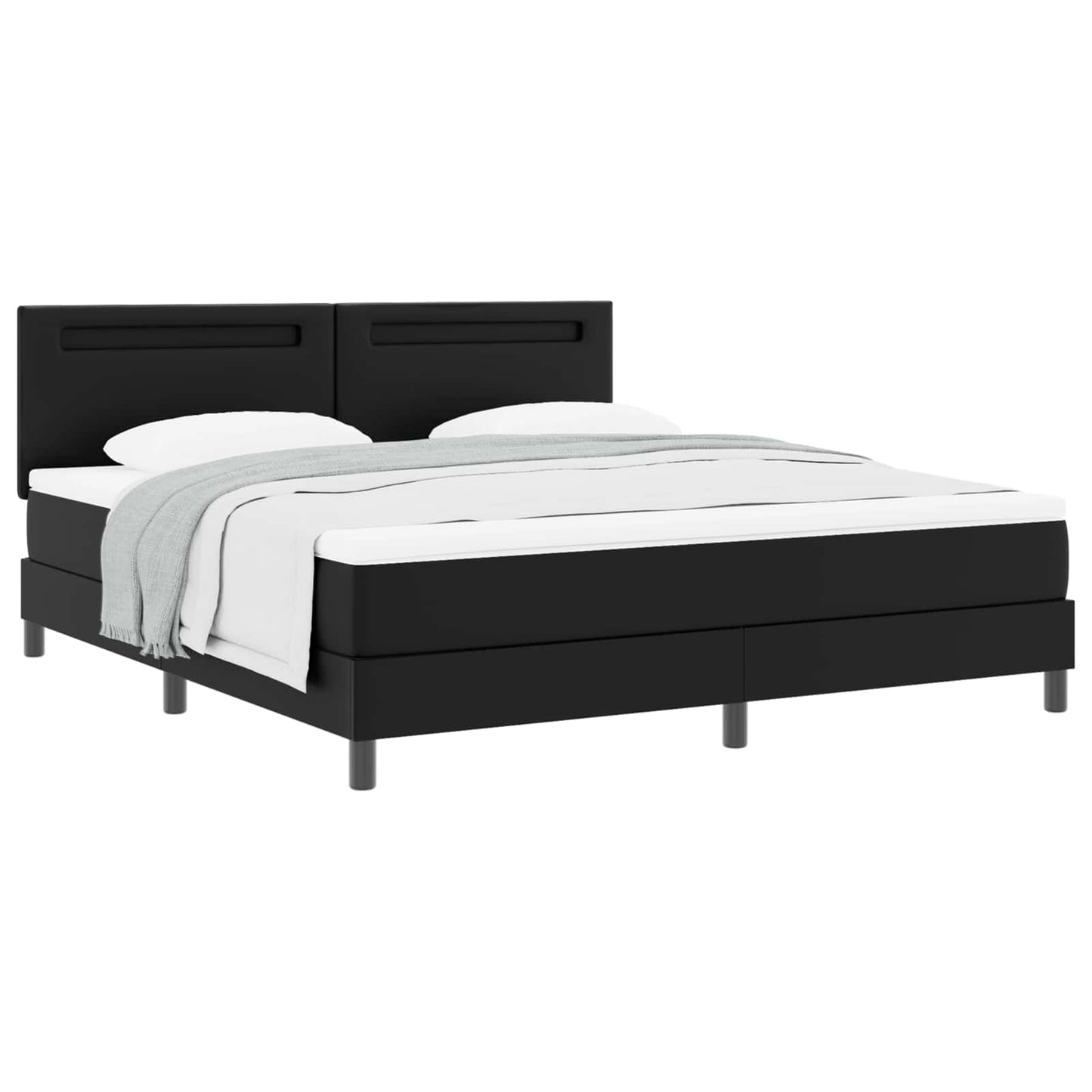 vidaXL Κρεβάτι με ελατήρια Μαύρο 180 x 200 cm Τεχνητό δέρμα