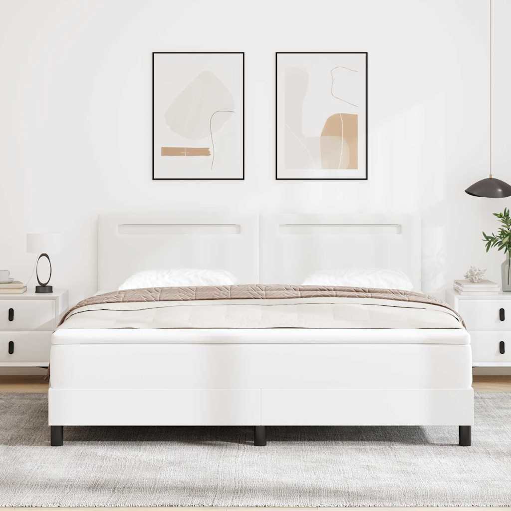 vidaXL Σκελετός κρεβατιού με στρώμα Λευκό 180 x 200 cm Τεχνητό δέρμα