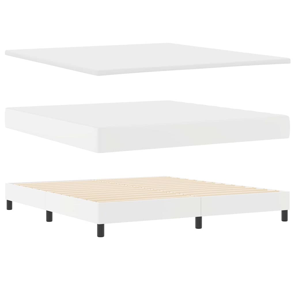 vidaXL Σκελετός κρεβατιού με στρώμα Λευκό 180 x 200 cm Τεχνητό δέρμα