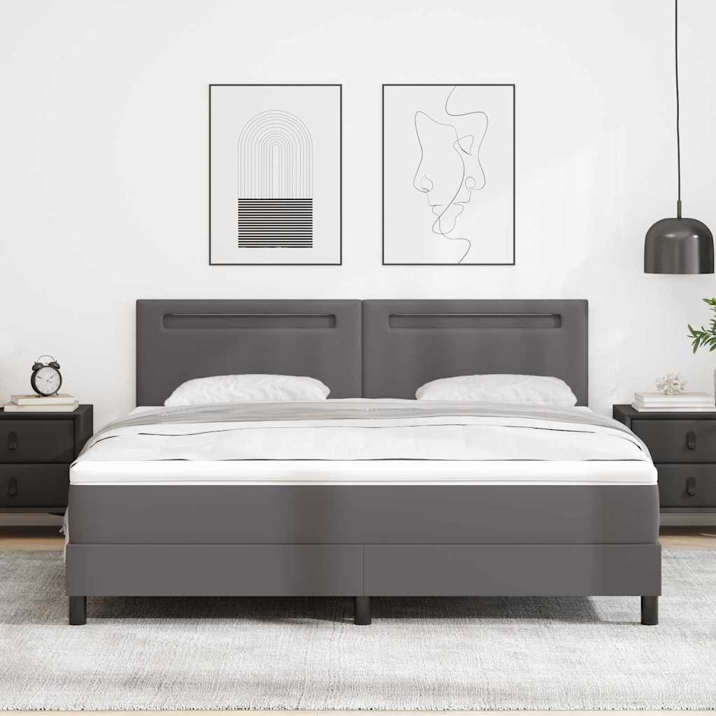 vidaXL Σκελετός κρεβατιού με στρώμα Γκρι 180 x 200 cm Τεχνητό δέρμα