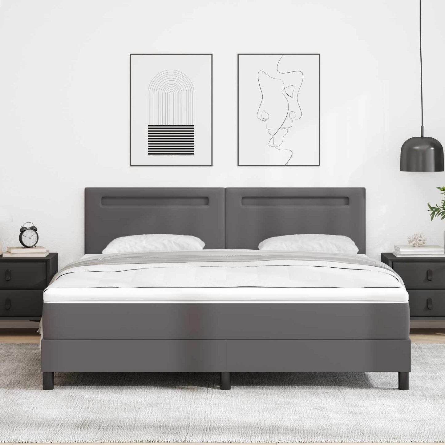 vidaXL Κρεβάτι με ελατήρια με στρώμα Γκρι 180 x 200 cm Τεχνητό δέρμα
