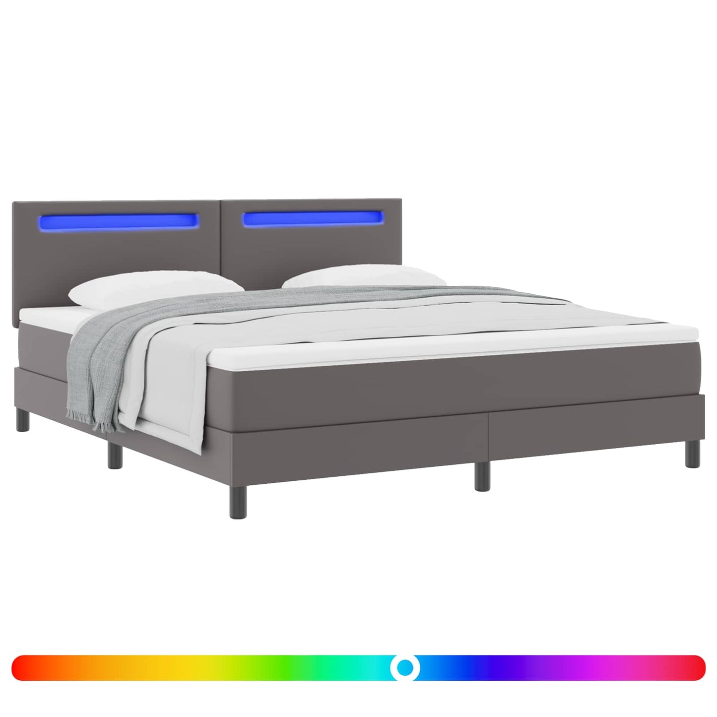 vidaXL Κρεβάτι με ελατήρια με στρώμα Γκρι 180 x 200 cm Τεχνητό δέρμα