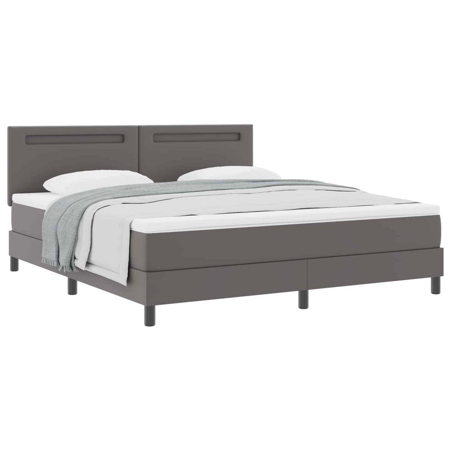 vidaXL Κρεβάτι με ελατήρια με στρώμα Γκρι 180 x 200 cm Τεχνητό δέρμα