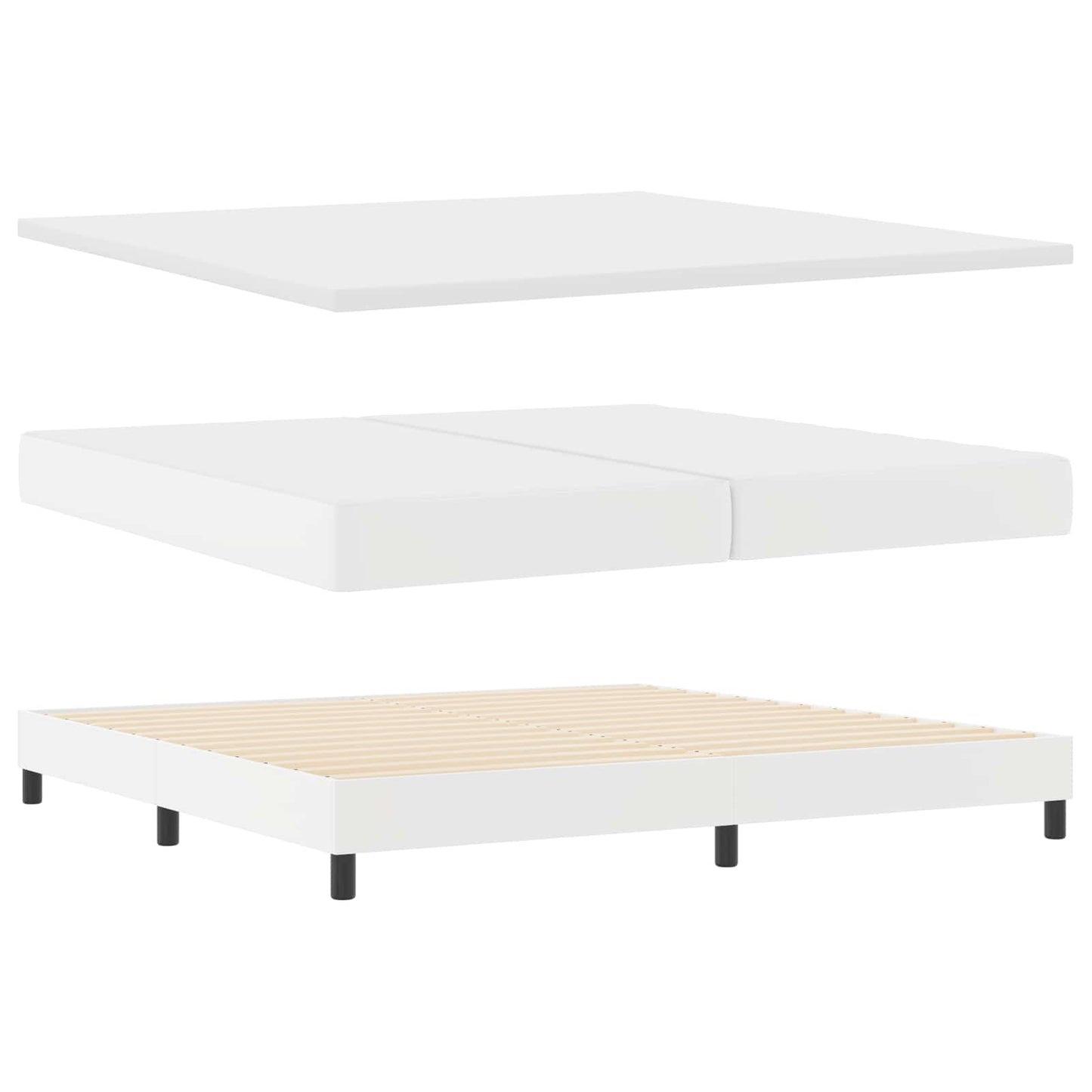 vidaXL Κρεβάτι με ελατήρια με στρώμα Λευκό 200 x 200 cm Τεχνητό δέρμα