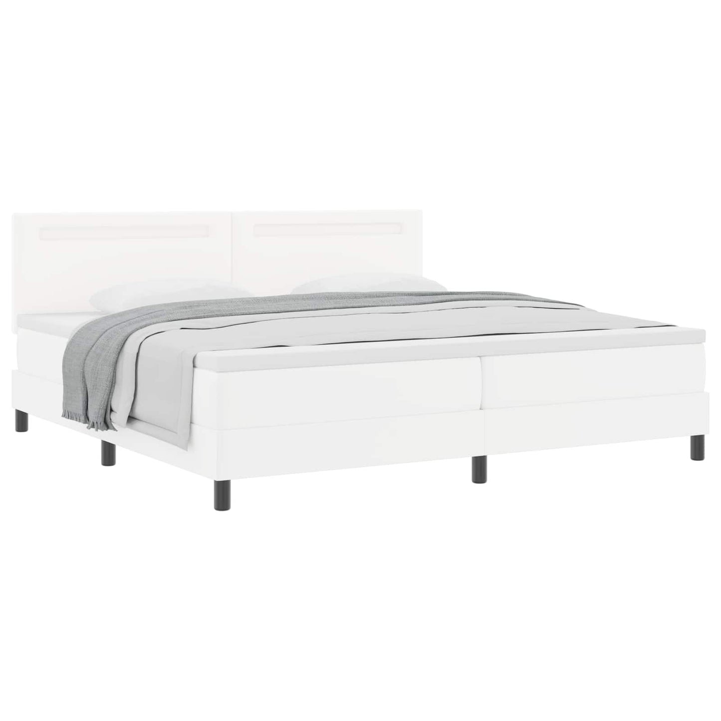 vidaXL Κρεβάτι με ελατήρια με στρώμα Λευκό 200 x 200 cm Τεχνητό δέρμα