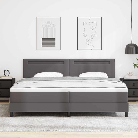 vidaXL Κρεβάτι με ελατήρια με στρώμα Γκρι 200 x 200 cm Τεχνητό δέρμα