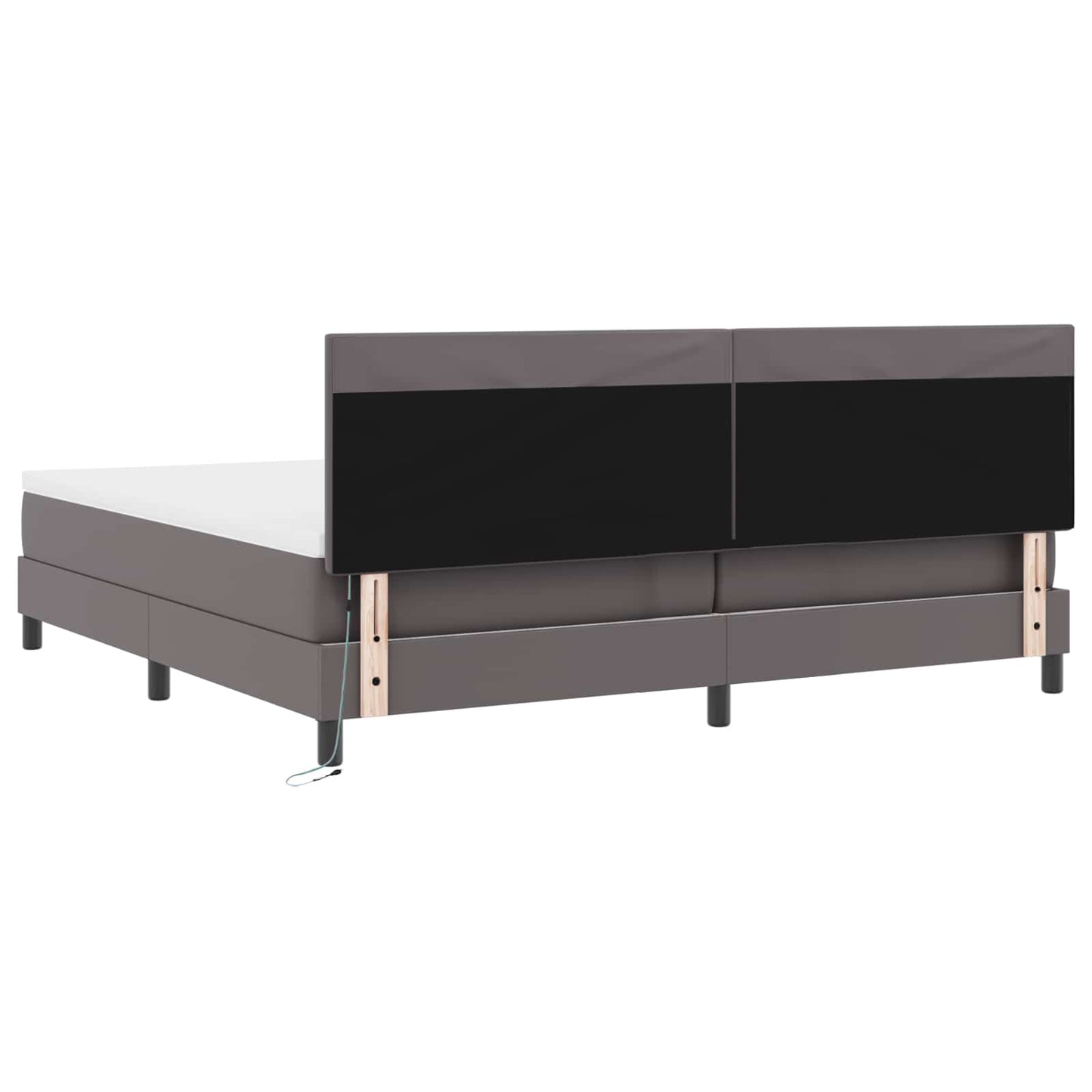 vidaXL Κρεβάτι με ελατήρια με στρώμα Γκρι 200 x 200 cm Τεχνητό δέρμα
