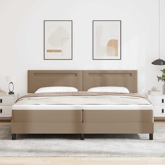 vidaXL Κρεβάτι με ελατήρια Καπουτσίνο 200 x 200 cm Τεχνητό δέρμα