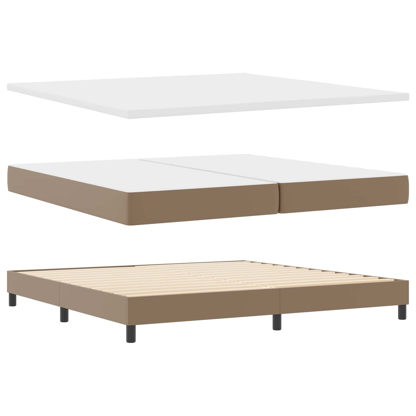 vidaXL Κρεβάτι με ελατήρια Καπουτσίνο 200 x 200 cm Τεχνητό δέρμα