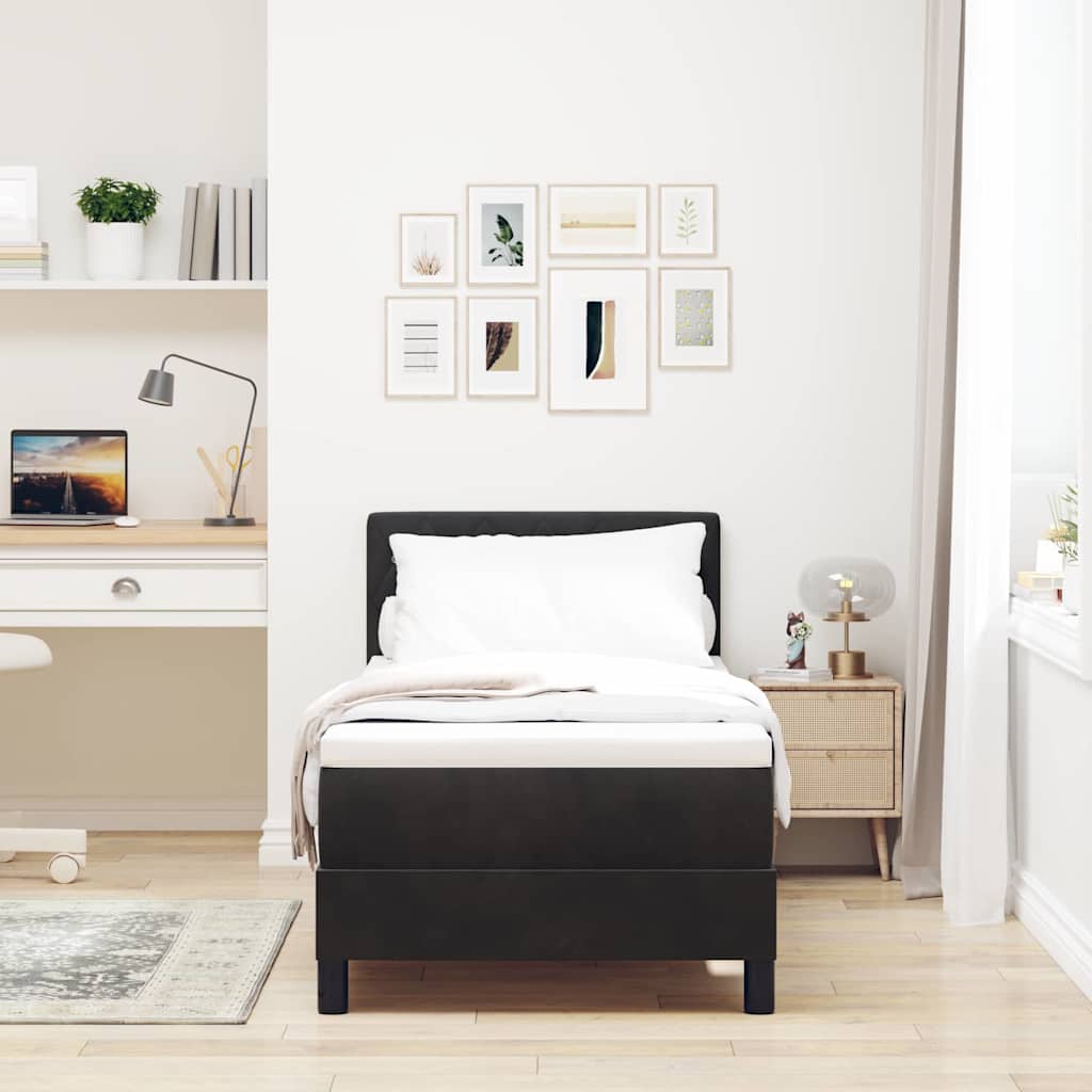 vidaXL Κρεβάτι με ελατήρια με στρώμα Μαύρο 80 x 200 cm Βελούδο