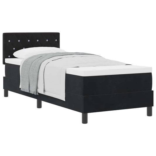 vidaXL Κρεβάτι με ελατήρια με στρώμα Μαύρο 80 x 200 cm Βελούδο