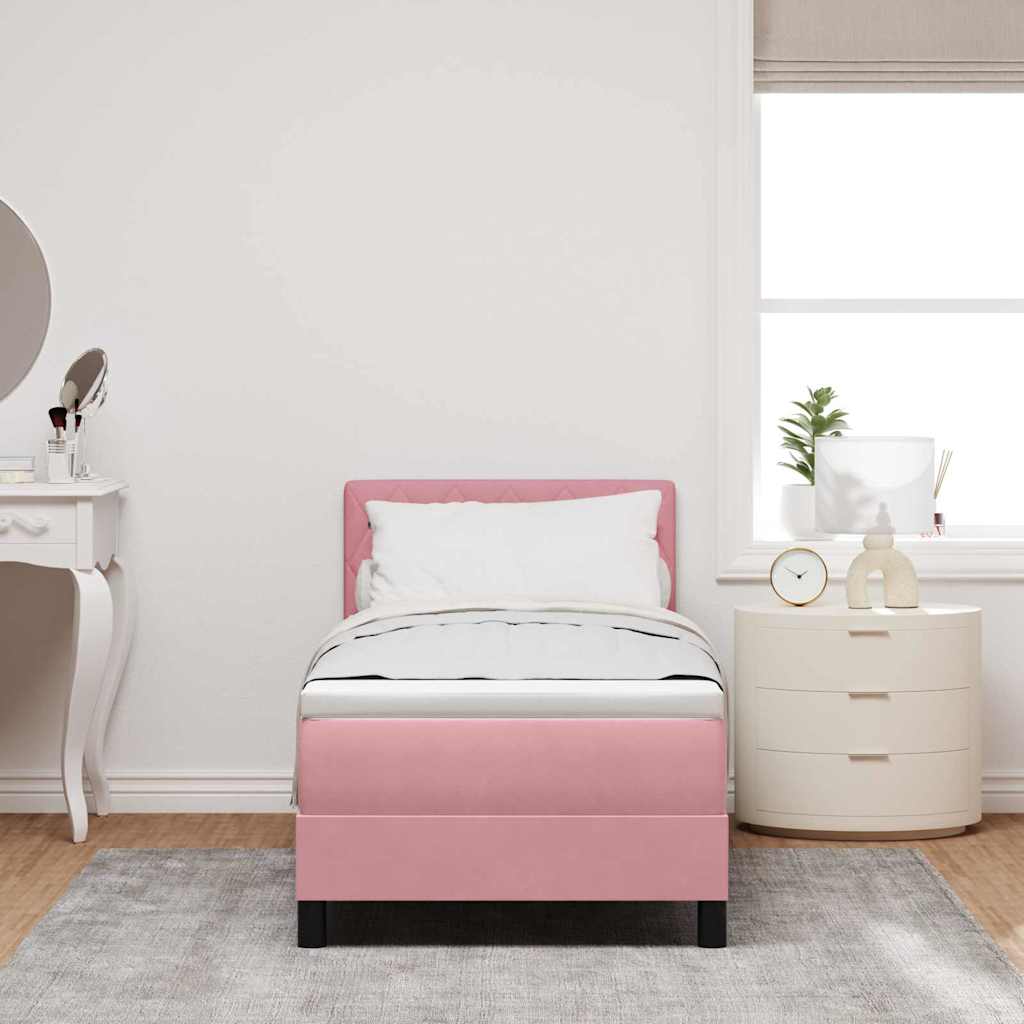 vidaXL Κρεβάτι με ελατήρια με στρώμα Ροζ 80 x 200 cm Βελούδο
