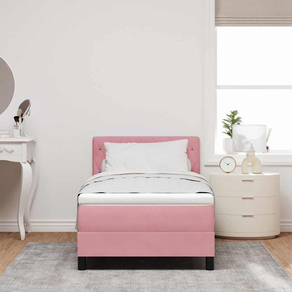vidaXL Κρεβάτι με ελατήρια με στρώμα Ροζ 90 x 190 cm Βελούδο