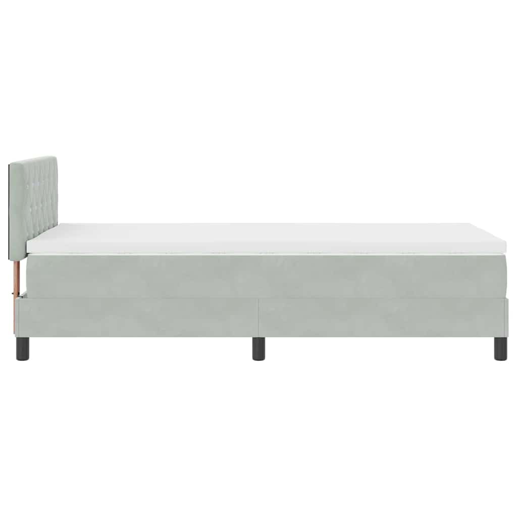 vidaXL Box Spring Bed με Στρώμα Λαμπερό Γκρι 90x200 εκ. Βελούδο