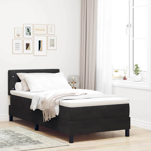 Κρεβάτι Box Spring με Στρώμα vidaXL Μαύρο 90x200 εκ. Βελούδο