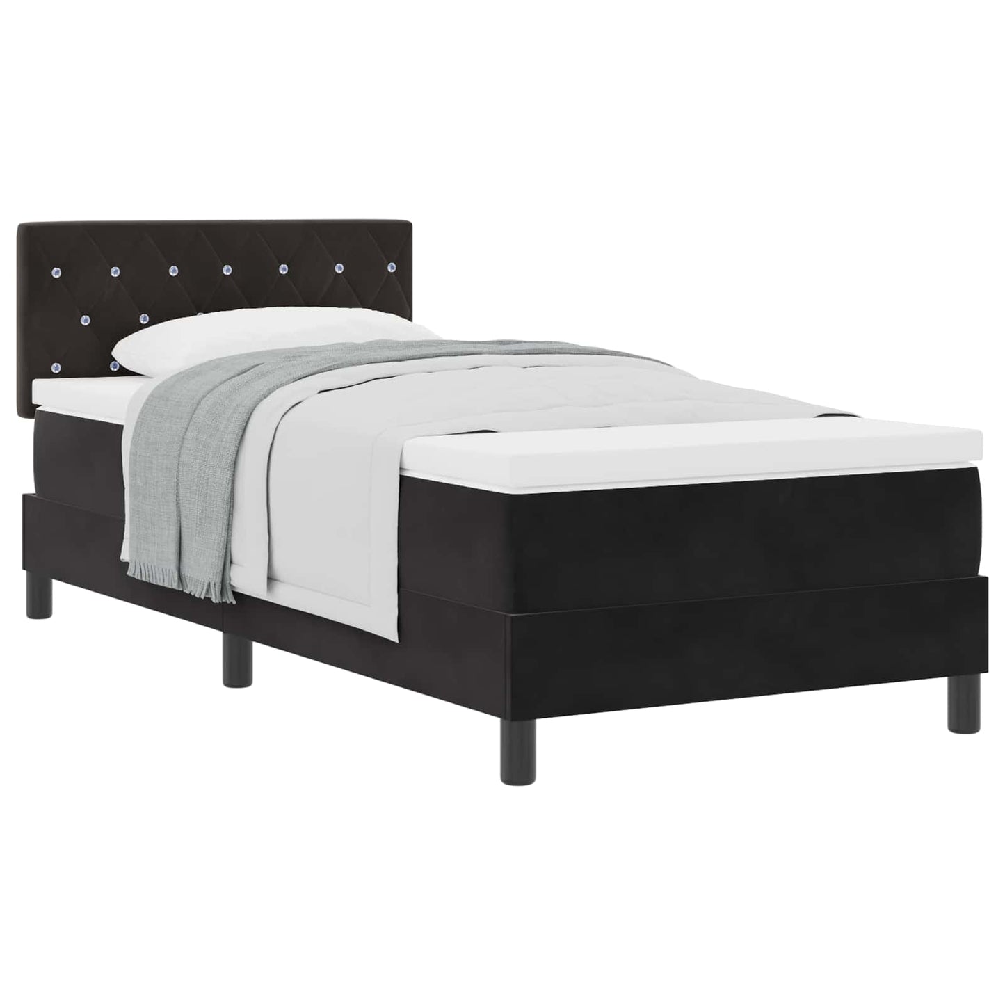 Κρεβάτι Box Spring με Στρώμα vidaXL Μαύρο 90x200 εκ. Βελούδο