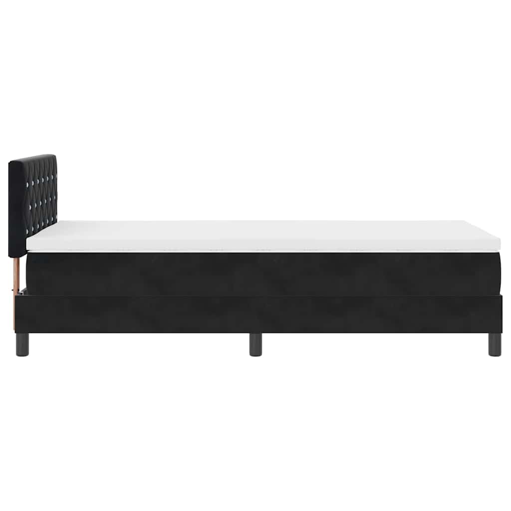 Κρεβάτι Box Spring με Στρώμα vidaXL Μαύρο 90x200 εκ. Βελούδο