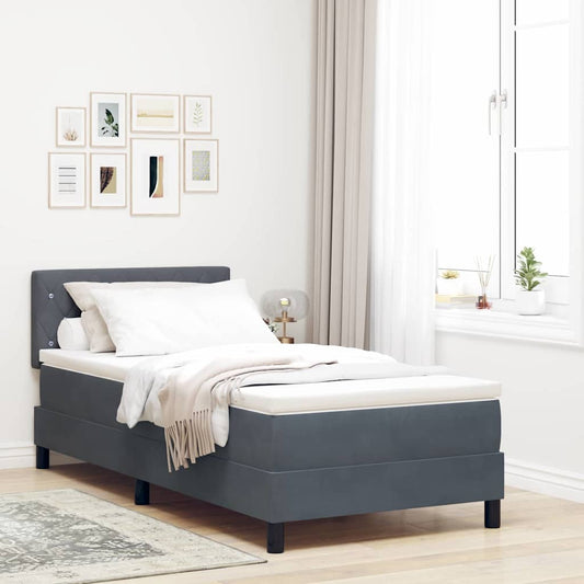 vidaXL Κρεβάτι Box Spring με Στρώμα Σκούρο Γκρι 100x200 εκ. Βελούδο