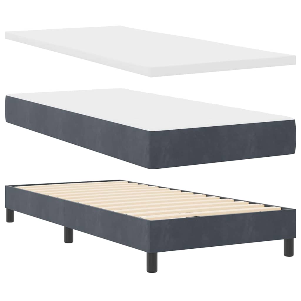 vidaXL Κρεβάτι Box Spring με Στρώμα Σκούρο Γκρι 100x200 εκ. Βελούδο