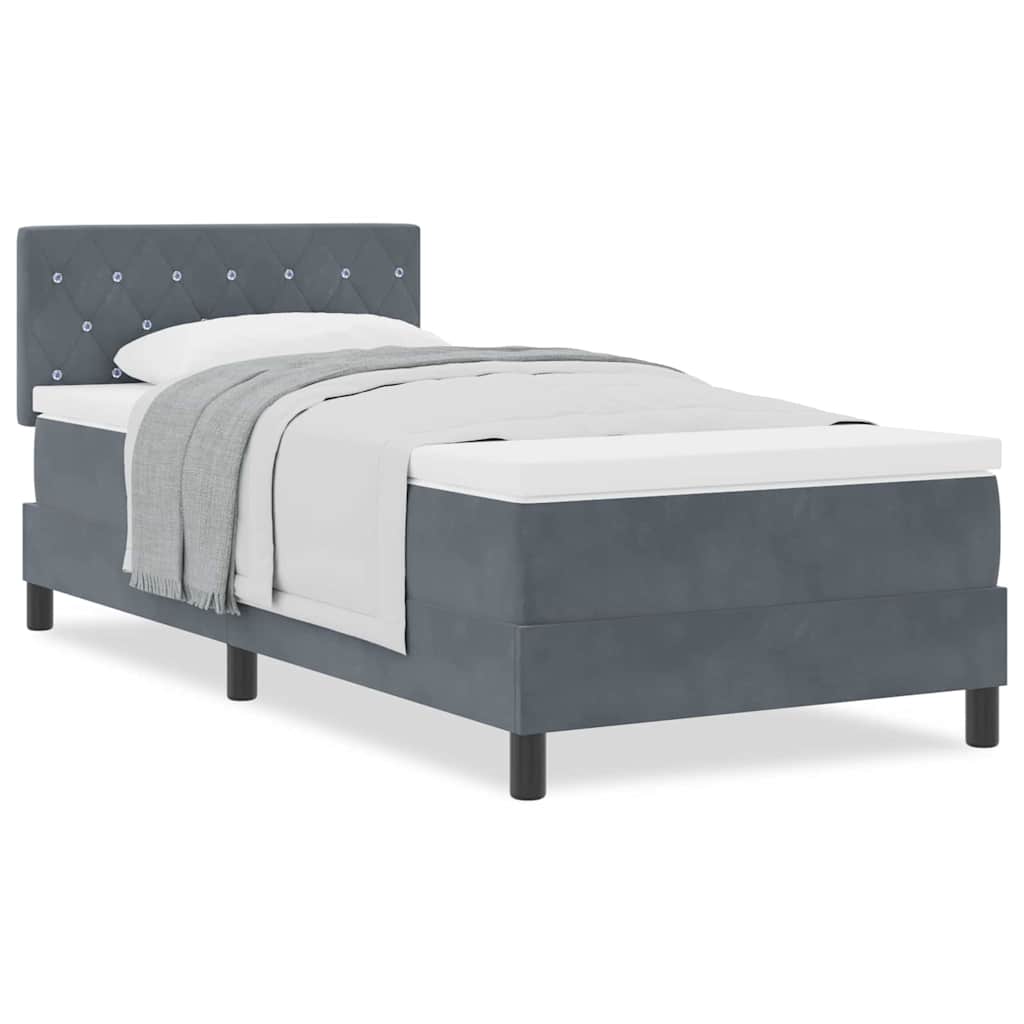 vidaXL Κρεβάτι Box Spring με Στρώμα Σκούρο Γκρι 100x200 εκ. Βελούδο