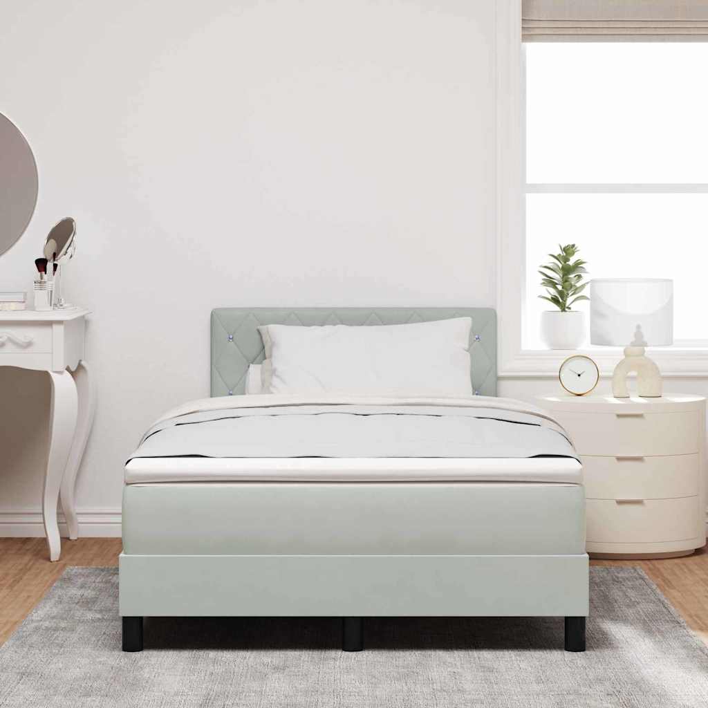 Κρεβάτι Box Spring με Στρώμα vidaXL Φωτεινό Γκρι Μικρό Διπλό Βελούδινο