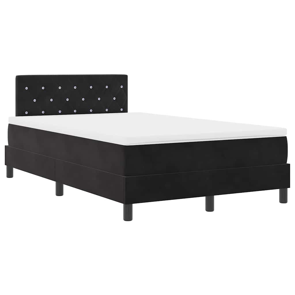 vidaXL Κρεβάτι με ελατήρια με στρώμα Μαύρο 120 x 190 cm Βελούδο