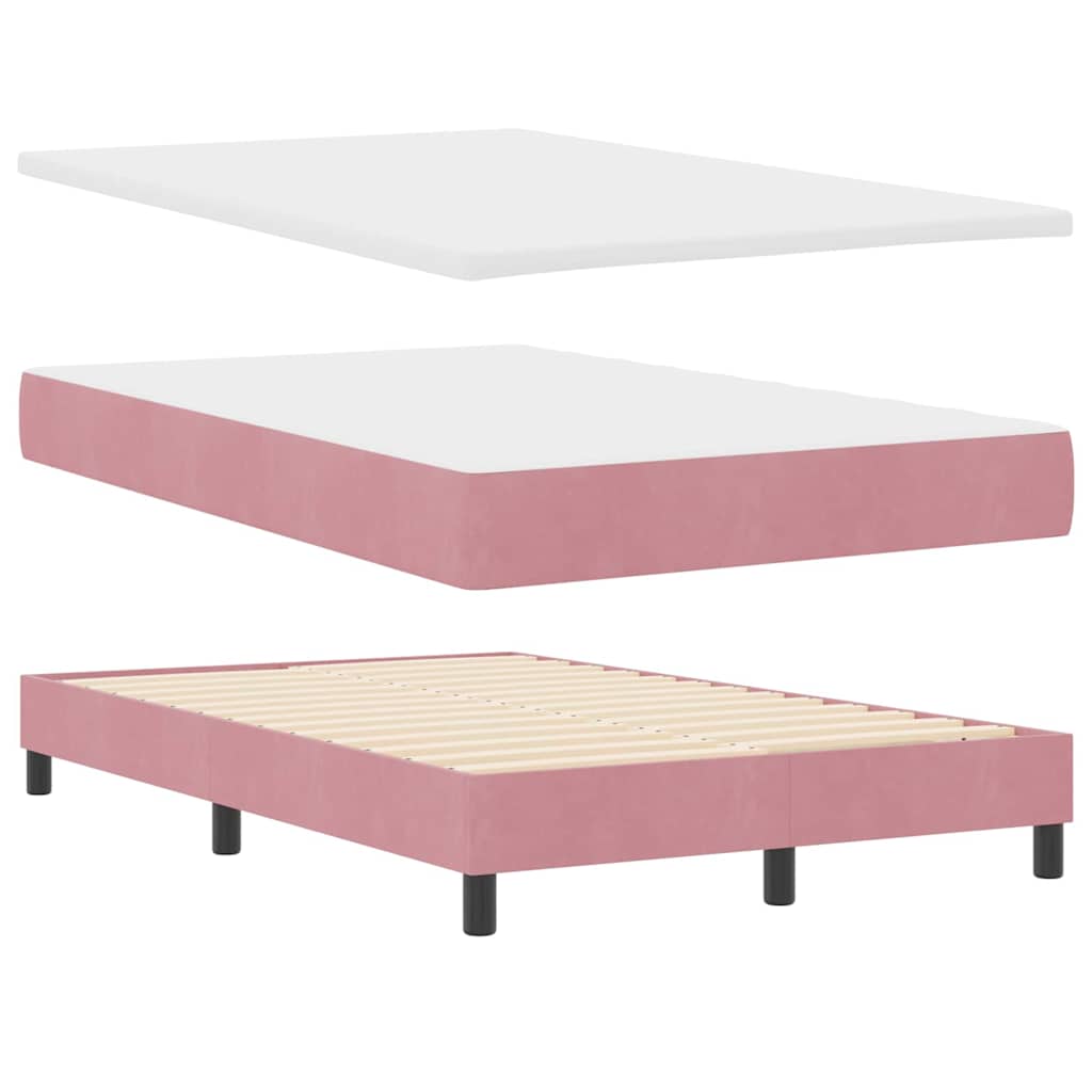 vidaXL Κρεβάτι με ελατήρια με στρώμα Ροζ 120 x 190 cm Βελούδο