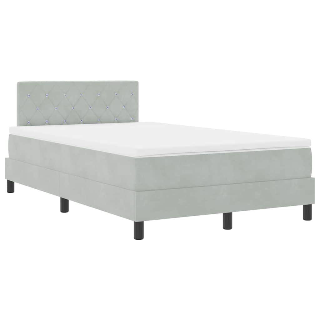 vidaXL Κρεβάτι Box Spring με Στρώμα Ανοιχτό Γκρι 120x200 εκ Βελούδο
