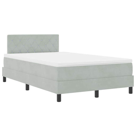 vidaXL Κρεβάτι Box Spring με Στρώμα Ανοιχτό Γκρι 120x200 εκ Βελούδο