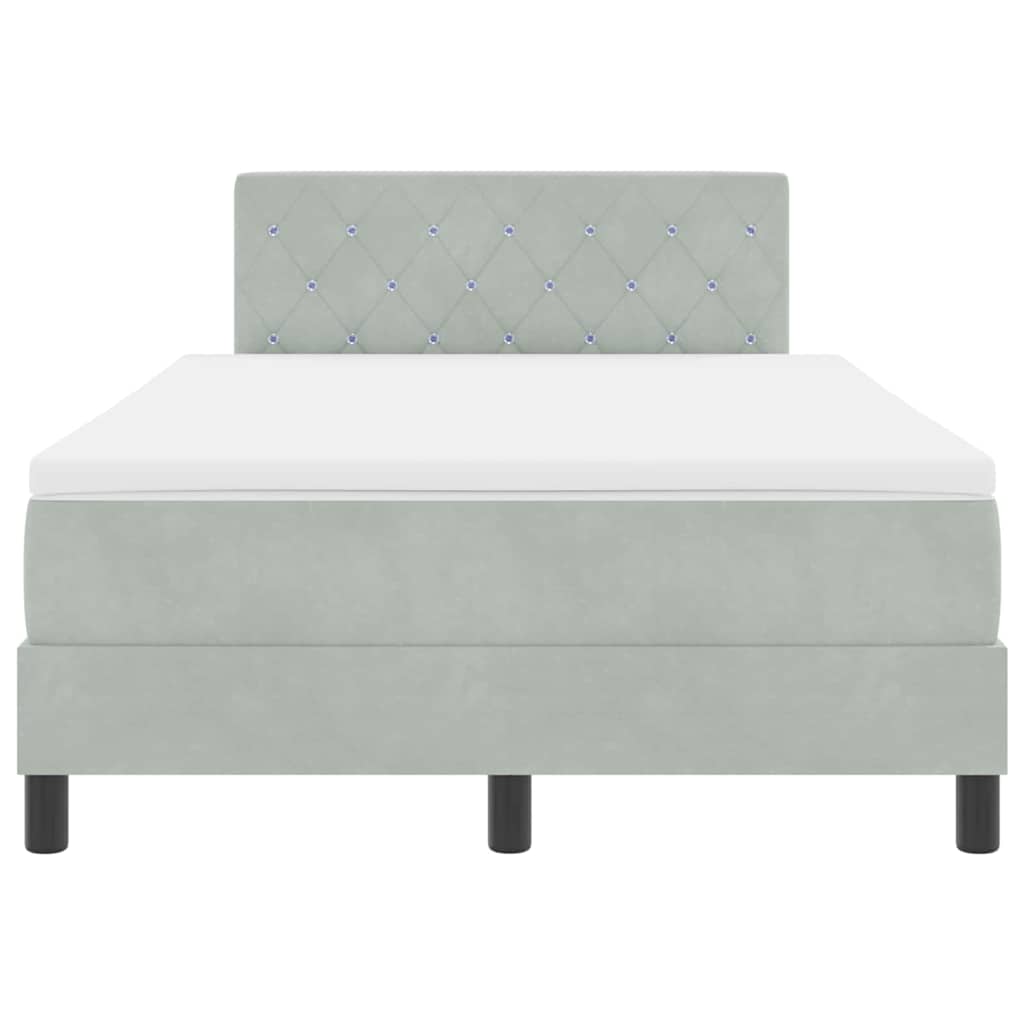 vidaXL Κρεβάτι Box Spring με Στρώμα Ανοιχτό Γκρι 120x200 εκ Βελούδο