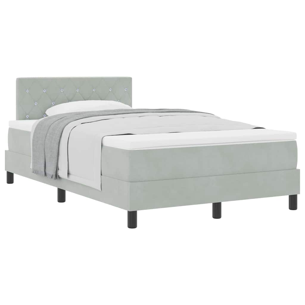 vidaXL Κρεβάτι Box Spring με Στρώμα Ανοιχτό Γκρι 120x200 εκ Βελούδο