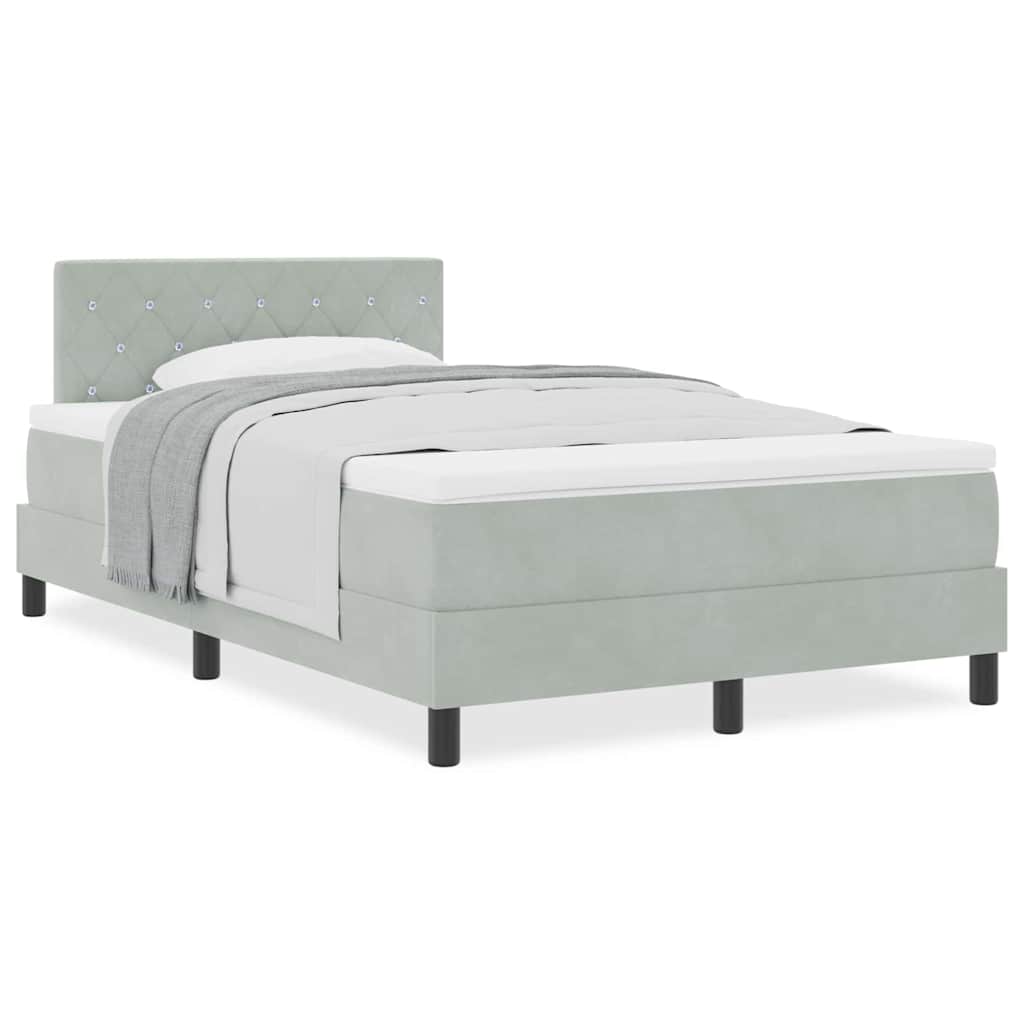 vidaXL Κρεβάτι Box Spring με Στρώμα Ανοιχτό Γκρι 120x200 εκ Βελούδο